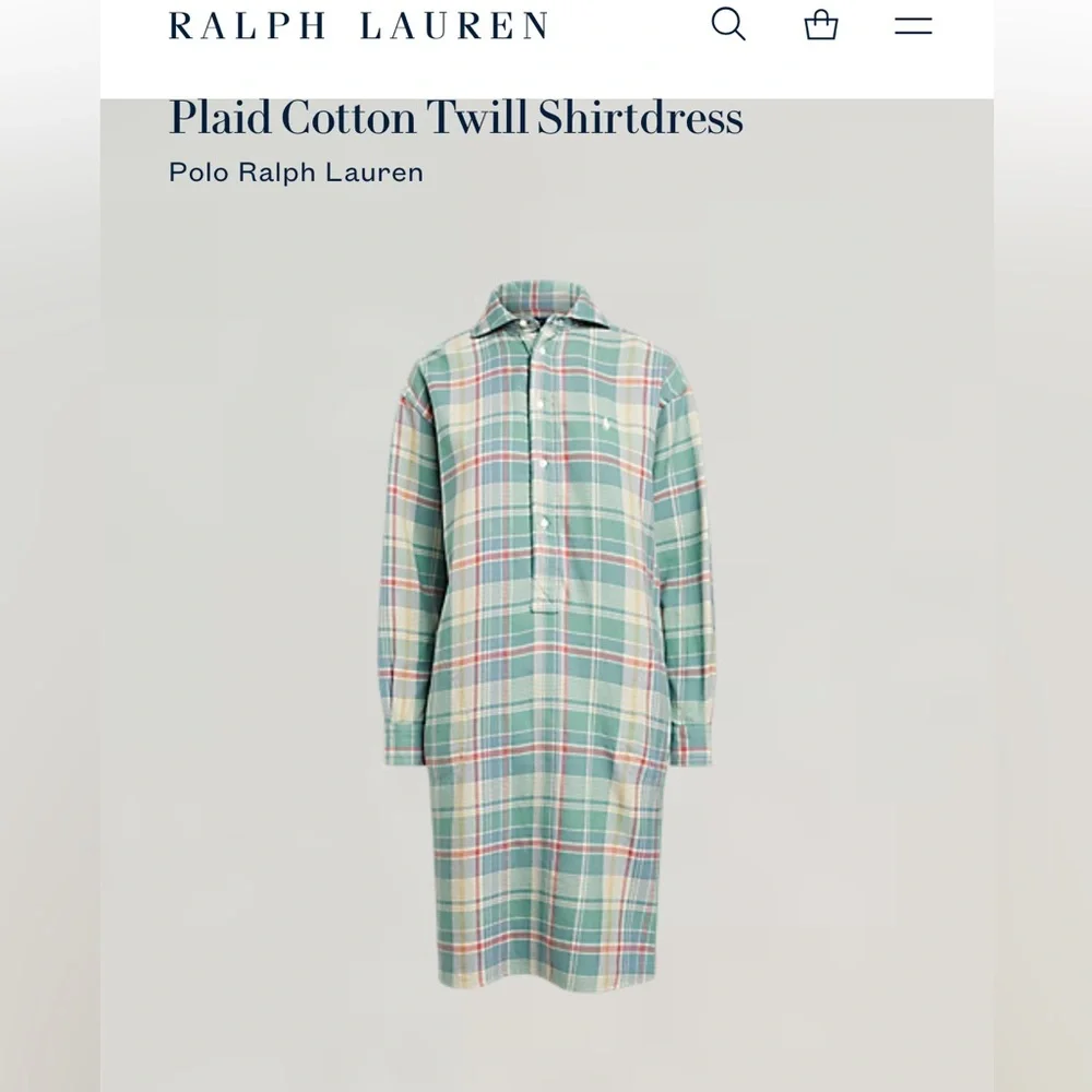 Polo by Ralph Lauren Plaid Shirt Dress - Green and Pink - Picture 3 of 13